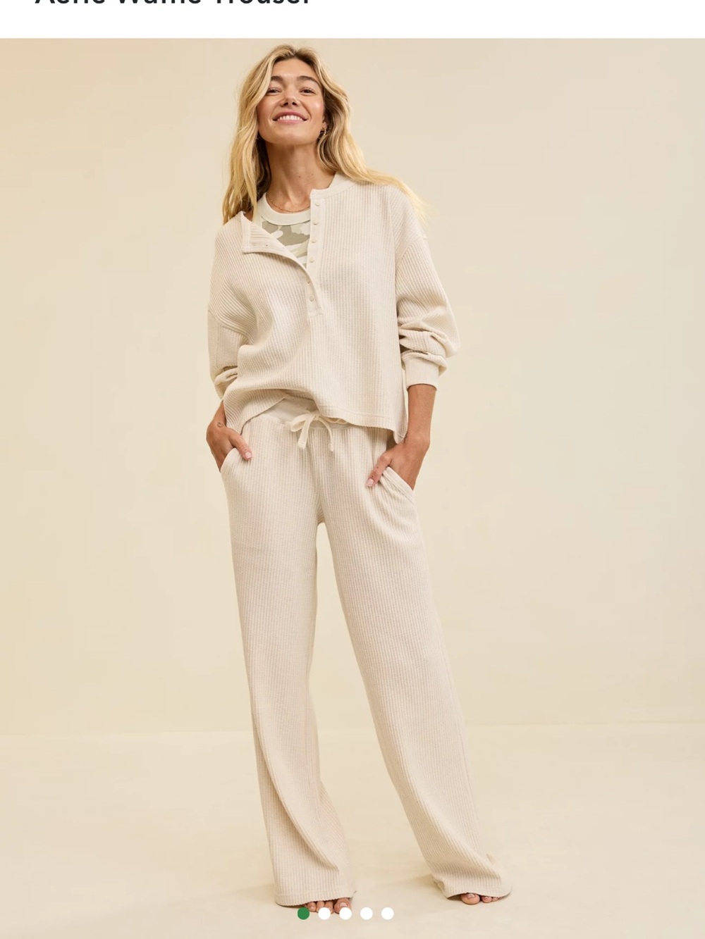 AERIE waffle knit wide leg oatmeal S - Picture 4 of 11